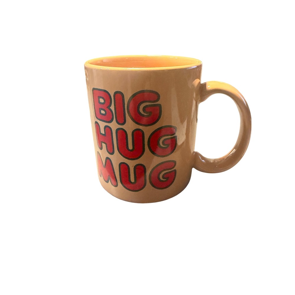Vintage FTD Big Hug Mug True Detective Coffee Cup Peach Tan Ceramic Retro